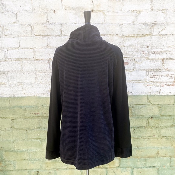 Velvet Velour Mock Neck Tunic Sweatshirt - Picture 2 of 7